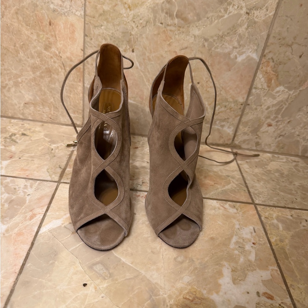 Aquazzura Suede Taupe Women's Heels